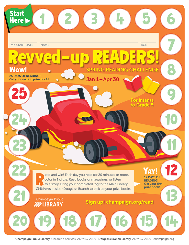 reading log with race car, Revved-up Readers!