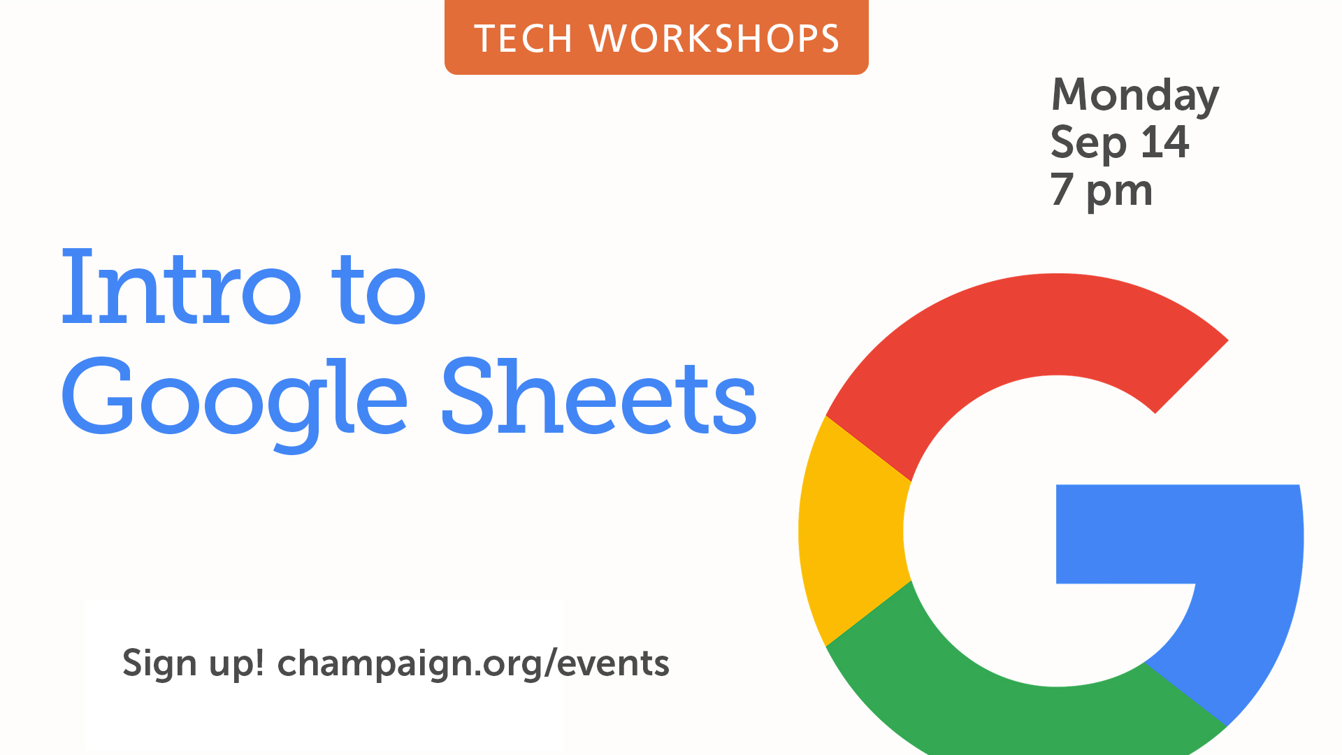 Photo of a colorful makerspace with event text information