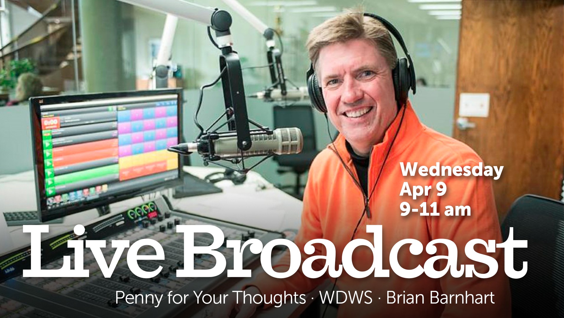 man wearing headphones sitting in front of equipment, event information